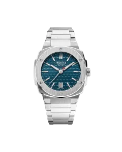 Alpina Alpiner Extreme Quartz p&aring; 35,2 mm med kasse og lenke i st&aring;l og bl&aring; skive.