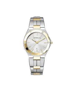 Herbelin Cap Camarat 14545BT11N er en dameklokke i tofarget st&aring;l med hvit skive, lenke og quartzverk.