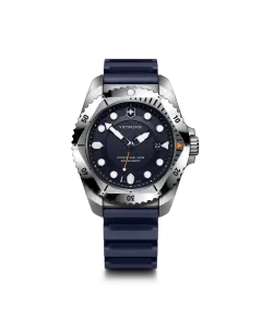Victorinox Dive Pro Quartz dykkerklokke til herre på 43 mm med blå skive, blå gummirem og quartzverk. 300 meter vanntett.