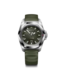 Victorinox I.N.O.X. Automatic herreklokke i stål på 41 mm med grønn skive og grønn rem. 200 meter vanntett.