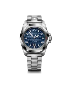 Victorinox I.N.O.X. Automatic herreur med blå skive, kasse og lenke i stål. Vanntett til 200 meter.