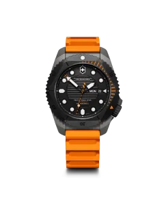 Victorinox Dive Pro Automatic dykkerur til herre på 43 mm med automatisk verk, sort skive, kasse i titan og oransje gummirem.