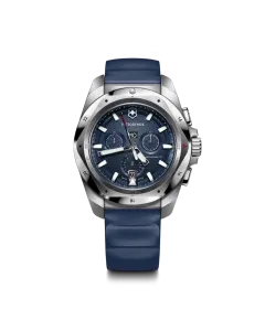 Victorinox I.N.O.X. Chrono herreklokke med quartzverk, chronograph, blå skive og blå gummirem.