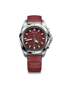 Victorinox I.N.O.X. Chrono herreklokke med quartzverk, chronograph, rød tallskive og rød gummirem.