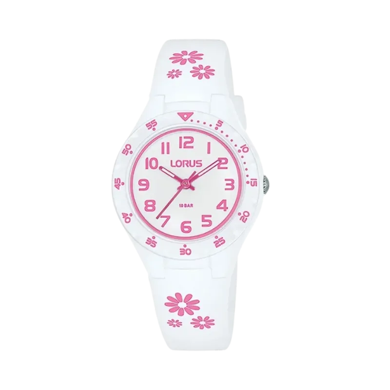 Hvit og rosa barneklokke Hvit og rosa barneklokke