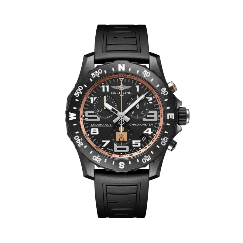 Breitling Endurance Pro 44 Ironman Finisher x823101b1b1s1 sporty herreklokke med quartzverk på 44 mm. Sort kasse, sort skive og sort gummirem. Breitling Endurance Pro 44 Ironman Finisher x823101b1b1s1 sporty herreklokke med quartzverk på 44 mm. Sort kasse, sort skive og sort gummirem.