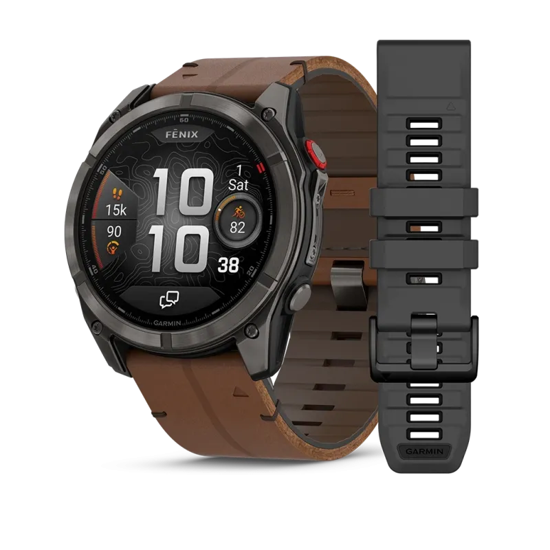 Garmin Fenix 8 Pro Premium - 51 mm med AMOLED-skjerm og safirglass. Kommer med både skinnrem og silikonrem. Garmin Fenix 8 Pro Premium - 51 mm med AMOLED-skjerm og safirglass. Kommer med både skinnrem og silikonrem.