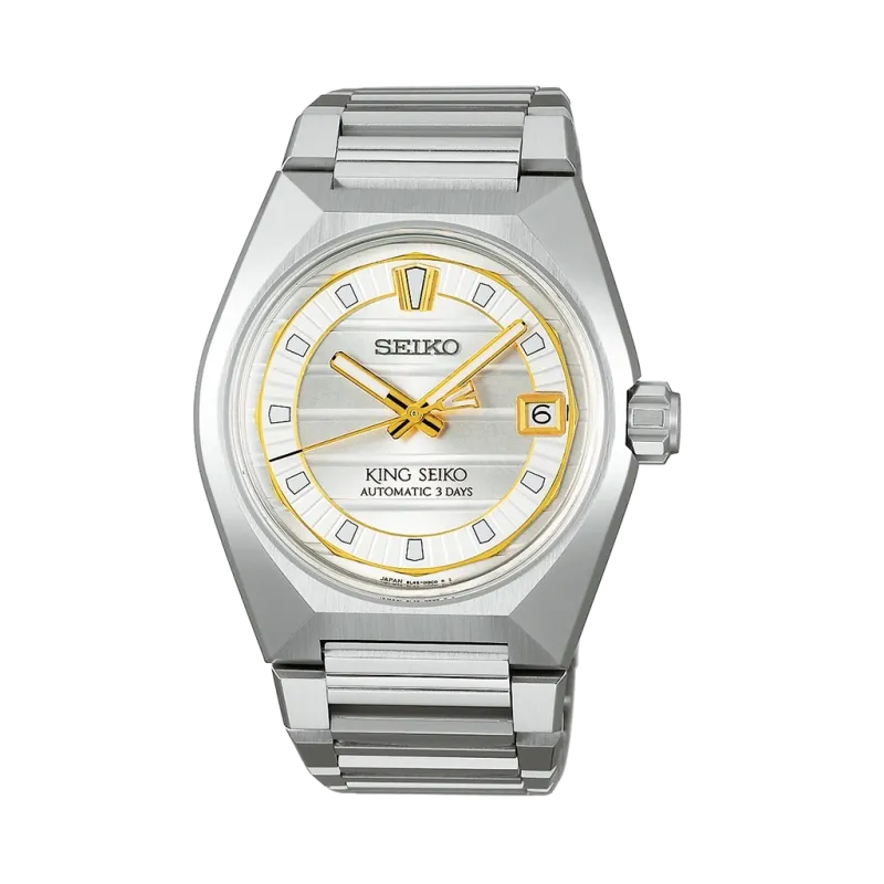 King Seiko Vanac herreklokke med automatisk verk, sølvfarget tallskive og kasse og lenke i stål King Seiko Vanac herreklokke med automatisk verk, sølvfarget tallskive og kasse og lenke i stål