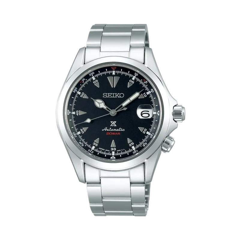 Seiko Prospex Alpinist SPB117J herreklokke på 39,5 mm med sort skive og kasse og lenke i stål. Seiko Prospex Alpinist SPB117J herreklokke på 39,5 mm med sort skive og kasse og lenke i stål.