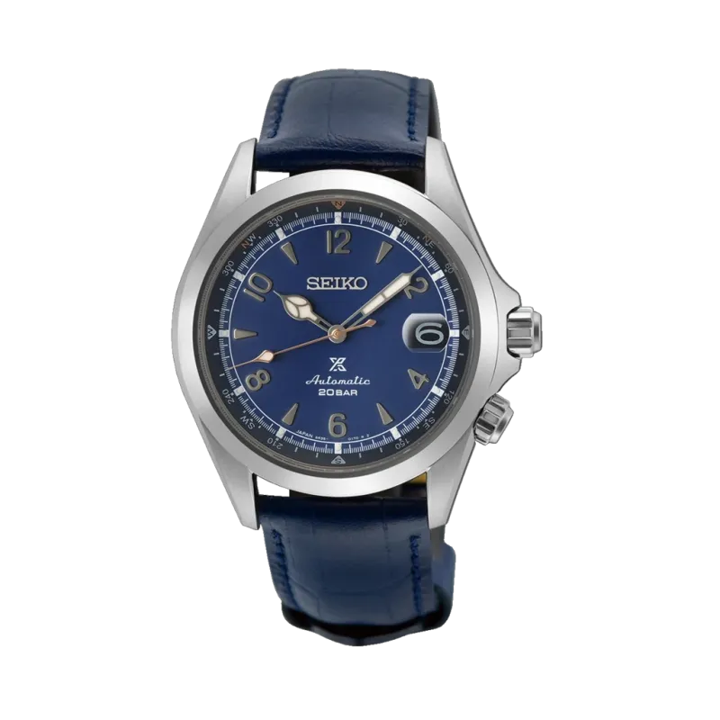 Seiko Prospex Alpinist SPB531J1 limitert herreklokke på 39,5 med blå skive og to remmer.