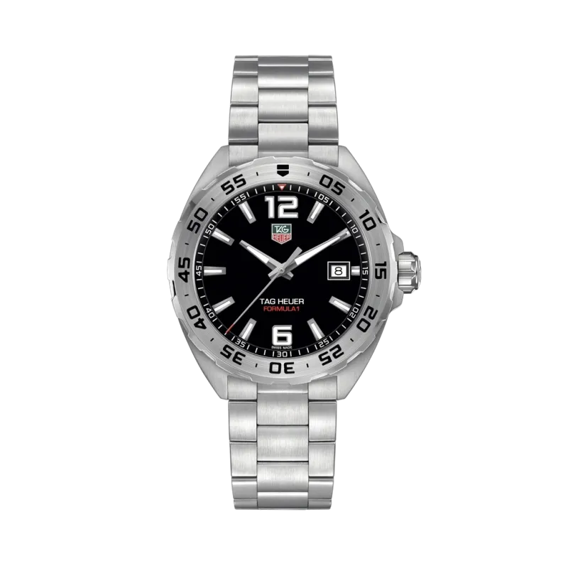 TAG Heuer Formula 1 Date WAZ1112.BA0875 herreklokke med kasse og lenke i stål og sort skive. TAG Heuer Formula 1 Date WAZ1112.BA0875 herreklokke med kasse og lenke i stål og sort skive.