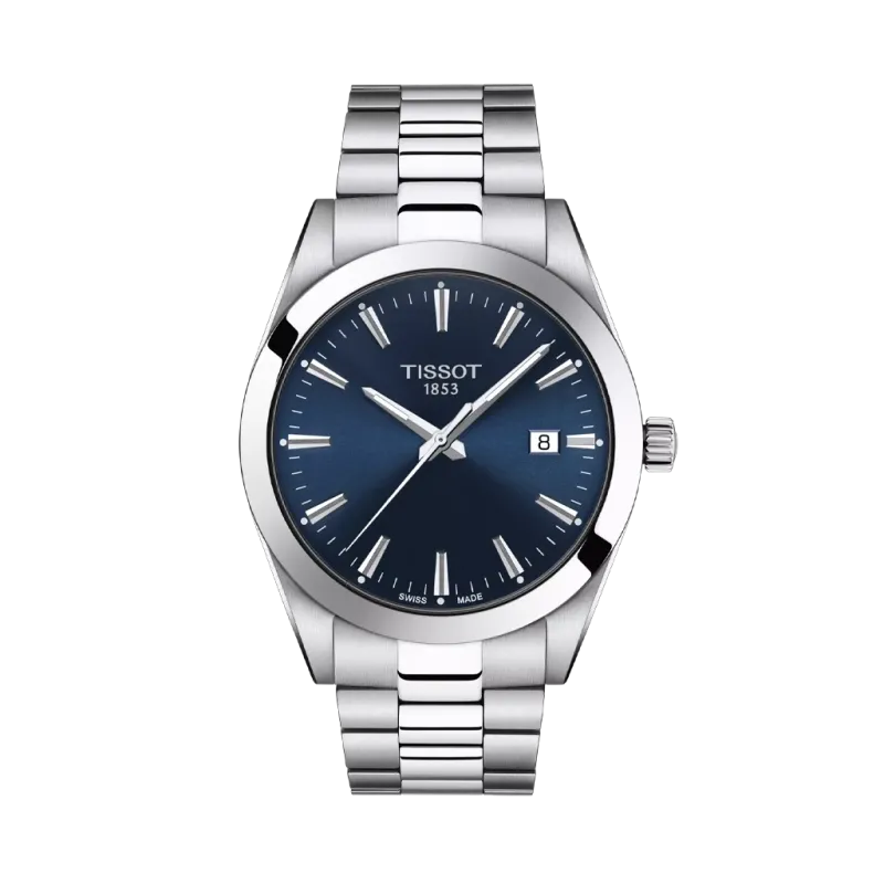 Tissot Gentleman T127.410.11.041.00 herreklokke på 40 mm i stål med quartzverk og blå skive. 