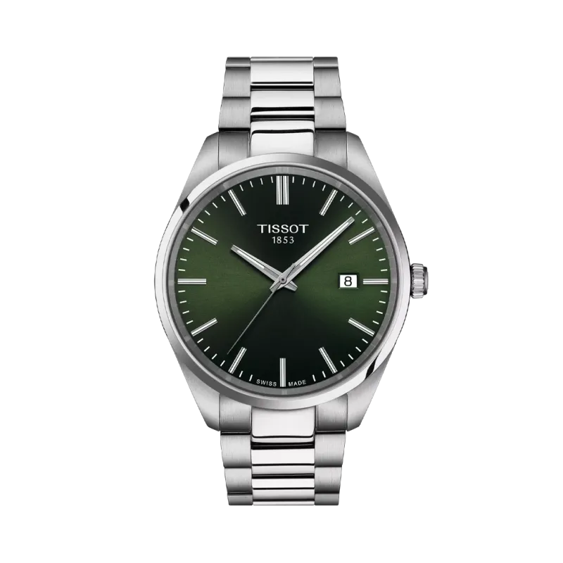 Tissot PR 100 T150.410.11.091.00 herreklokke på 40 mm i stål med grønn skive og quartzverk. Tissot PR 100 T150.410.11.091.00 herreklokke på 40 mm i stål med grønn skive og quartzverk.