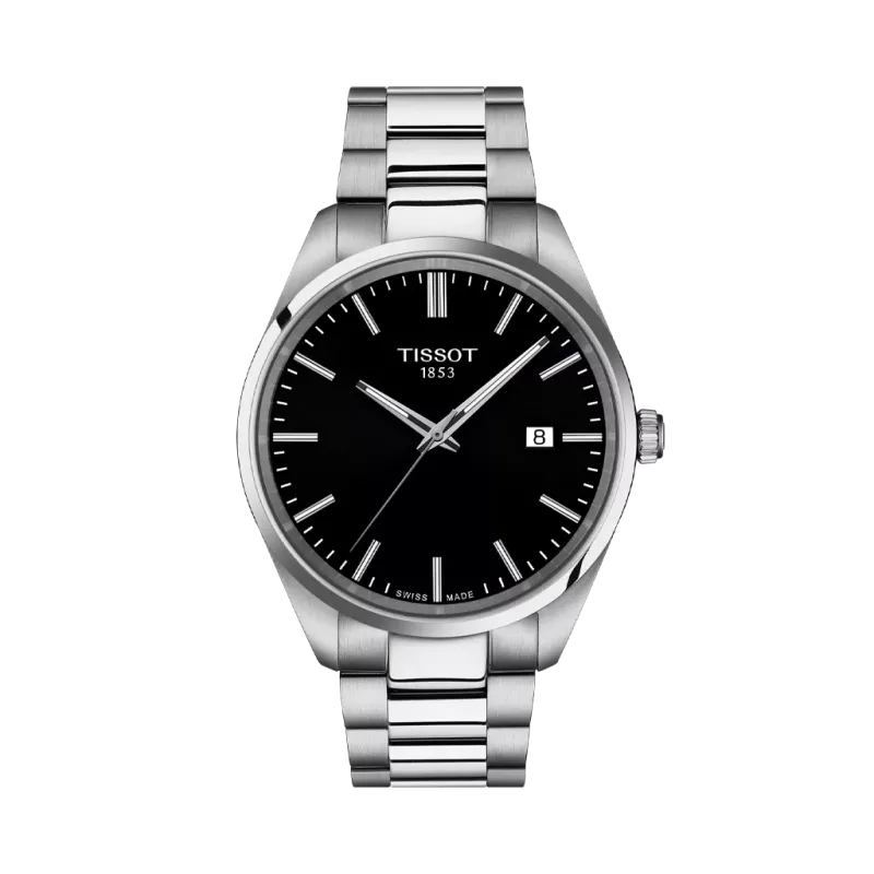 Tissot PR 100 T150.410.11.051.00 herreklokke i stål med quartzverk og sort skive. Tissot PR 100 T150.410.11.051.00 herreklokke i stål med quartzverk og sort skive.