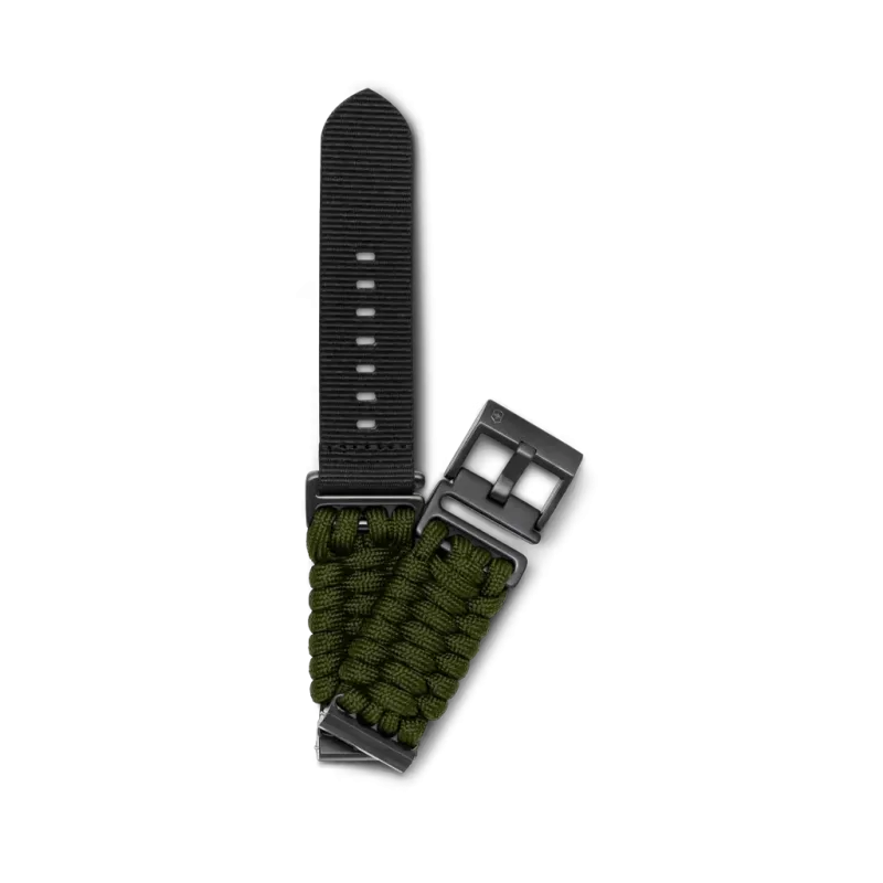 Victorinox paracordrem V.60048 - 21 mm grønn med sort PVD-belagt C-spenne i stål.