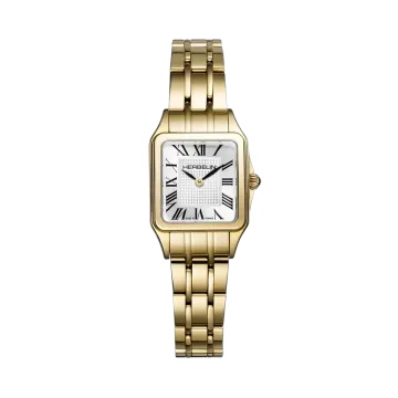 Herbelin Luna Mini dameur i gullfarget stål med lenke, sølvfarget skive og quartzverk.