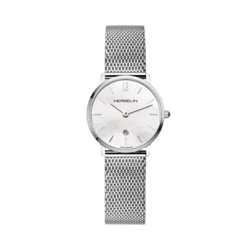 Herbelin City 16915AP19B dameklokke med diameter på 30,5 mm, hvit perlemorskive, stållenke og quartzverk.