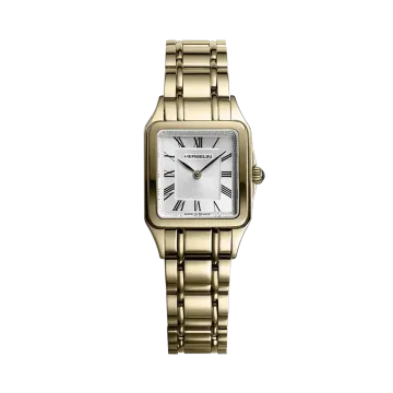 Herbelin Luna 17457BTR01 firkantet klassisk dameklokke i tofarget stål med lenke og quartzverk.