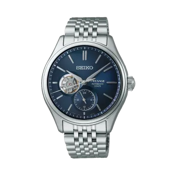 Seiko Presage Classic SPB527J1 herreklokke på 40 mm med blå skive, automatisk verk og stållenke med foldelås.