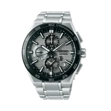 Seiko Astron SSH177 GPS Solar herreklokke i titan på 44 mm. Kommer med grå skive, titanlenke- og kasse, chronograph, worldtimer-fuksjon og perpetualkalender.
