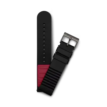 Victorinox gummirem D1 V.60030 - 21 mm sort med C-spenne i sort PVD-belagt stål.