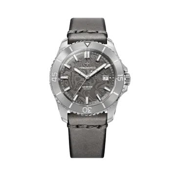 Venezianico Nereide Damasco 4521565 herreklokke på 42 mm med automatisk verk, skive av damaskusstål og skinnrem.